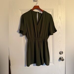 2 for $20 sale: Emma & Michele dark olive green wrap shorty Romper -S